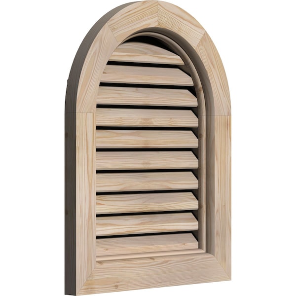 Round Top Gable Vent Unfinished, Functional, Pine Gable Vent W/ Brick Mould Face Frame, 30W X 30H